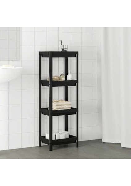 Çok Amaçlı Raf Ünitesi 4 Katlı Mutfak Banyo Düzenleyici Organizer Vesken Siyah