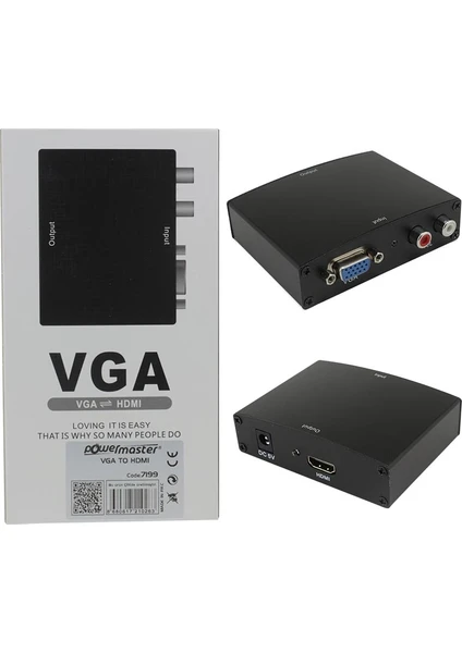 PM-7199 VGA To HDMI Dönüştürücü Adaptörlü