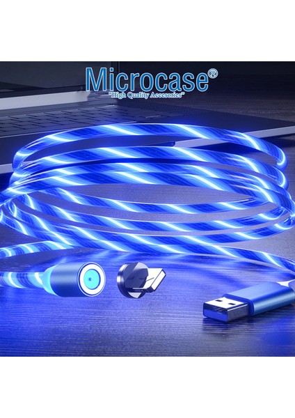 3in1 Lightning Type C Micro USB Işıklı Manyetik Şarj Kablosu 100 cm - AL2618