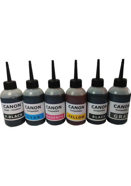 PGI-550 CLI-551 Uyumlu Kolay Dolan Kartuş + 6 x 100 ml Mürekkep 6 Renk (Dolu) fiyatları