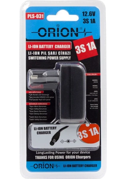 Orıon PLS-031 12.6V 3s 1 Amper Lion Pil Şarj Adaptörü