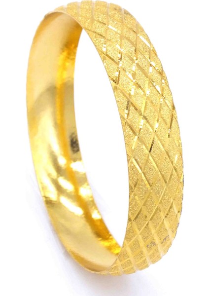 22 Ayar Altın Kaplama Baklava Deseneli 15 mm Bilezik