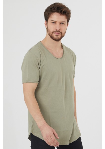 Erkek Haki Pis Yaka Salaş T-SHIRT-TCPS001R23S modelleri