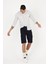 Erkek Lacivert Kargo Kapri Slim Fit Cepli Şort 3