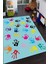 Sevimli Kedi Desenli Mor Oval Halı Makinada Yıkanabilir Kaymaz DotTaban CP822 1