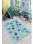 Sevimli Kedi Desenli Mor Oval Halı Makinada Yıkanabilir Kaymaz DotTaban CP822 2