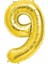 Rakam Folyo Balon 9 Rakamı Büyük Boy Balon Altın Sarısı/dore 100CM 1