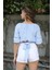 Bağlama Detaylı Crop Bluz 1736 Mavi M 4