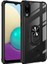 Samsung Galaxy A02 Kılıf Şeffaf Sararmaz Yüzüklü Mola Kapak Siyah 1