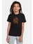 Stranger Things Wallpaper Baskılı Unisex Çocuk Siyah T-Shirt 1