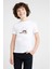 Kedi Cat Phone Müzik kulaklık Baskılı Unisex Çocuk Beyaz T-Shirt 1