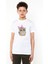 Baykuş Karikatür Çizimi Illüstrasyon Sevimli Baykuş Baskılı Unisex Çocuk Beyaz T-Shirt 1