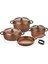 Tanem 7 Parça Döküm Alüminyum Tencere Tava Seti Kahverengi 1