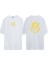 Unisex Smile Baskılı Beyaz Oversize T-Shirt 1