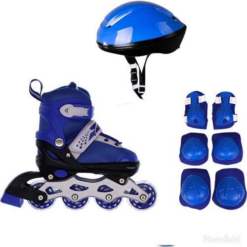 Erdem Oyuncak 2+1 Çift Sıra Ayarlanabilir Alıştırma Pateni + Dizlik Seti + Kask Erkek Çocuk İçin
