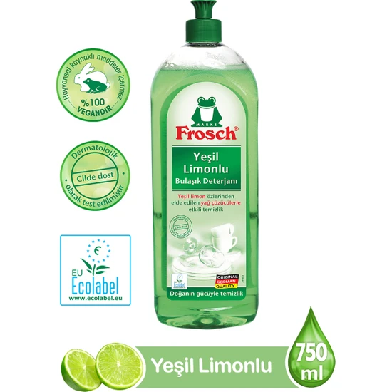 Frosch Bulaşık Deterjanı Yeşil Limonlu 750 ml