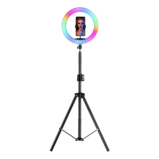 Asfal Rgb 10 inç Işık Çok Renkli LED Make Up Selfie Işığı 210 cm Tripot Selfie Çubuğu Tiktok Işığı