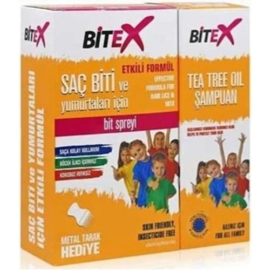 Bitex 2'li Set: Normal Saçlar İçin Etkili Şampuan ve Sprey, Saç Biti ve Yumurtalarına Karşı Bitkisel Formül, Paraben İçermez