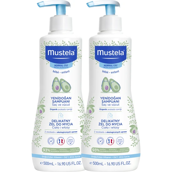 Mustela Saç Vücut Şampuan 500 ml - 2 Adet Set