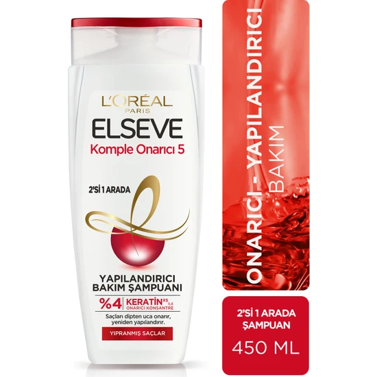 L'Oréal Paris Elseve Komple Onarıcı 5 Yapılandırıcı Bakım Şampuanı 2'si 1 Arada 450 ml