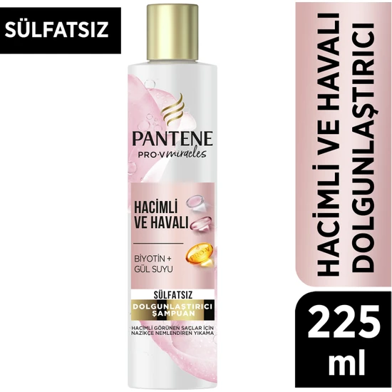 Pantene Sülfatsız Hacim Veren Dolgunlaştırıcı Şampuan, Biotin ve Gül Suyu 225 Ml
