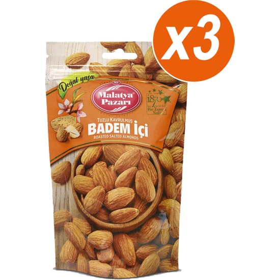 Malatya Pazarı Murat Palancı Kavrulmuş Tuzlu Badem 3 x 180 gr