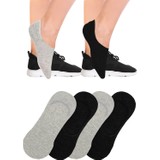 Fandd Görünmez Babet Çorabı 4 Çift (2 Siyah 2 Gri)