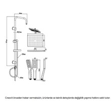 Creavit SH630 Siyah Yağmurlama Robot Tepe Duş Başlığı Seti Duş Takımı