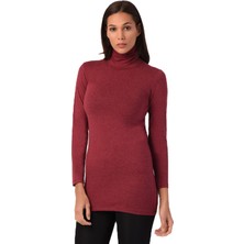 Disentis Modest Tam Balıkçı Yün Viskon Boğazlı Uzun Bordo Body