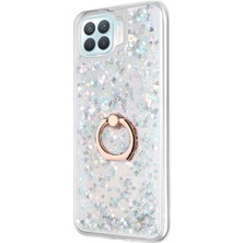 Microsonic Oppo Reno 4 Lite Kılıf Glitter Liquid Holder Gümüş