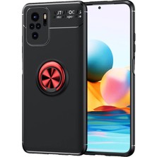 Nevarium Xiaomi Redmi Note 10 Kılıf Yüzüklü Silikon Range - Siyah-Kırmızı