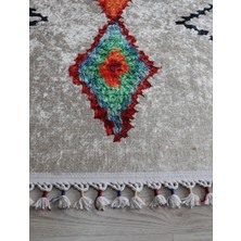 Arte Halı Dekoratif Örgü Saçaklı Salon Halısı Makinada Yıkanabilir Kaymaz Taban Kilim Koridor Yolluk