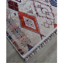 Arte Halı Dekoratif Örgü Saçaklı Salon Halısı Makinada Yıkanabilir Kaymaz Taban Kilim Koridor Yolluk