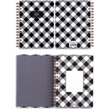 Matt Notebook A5 Spiralli Çizgili Tarihsiz Not Defteri Ekose 15 x 21 cm