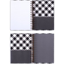 Matt Notebook A5 Spiralli Çizgili Tarihsiz Not Defteri Ekose 15 x 21 cm