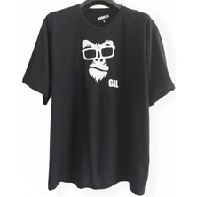 Mutlu Gym Gorilla Baskılı Siyah Oversize T-Shirt