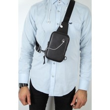 Av A Dos Unisex Siyah Deri Telefon Kulaklık Çıkışlı Çapraz Askılı Bel Omuz Çanta