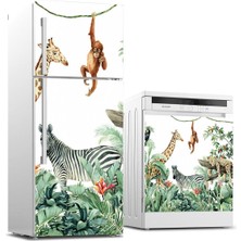 Sticker Art Buzdolabı ve Bulaşık Makinası Beyaz Eşya Sticker Kaplama Hayvanlar