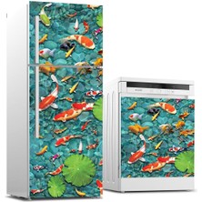Sticker Art Buzdolabı ve Bulaşık Makinası Beyaz Eşya Sticker Kaplama Balıklar
