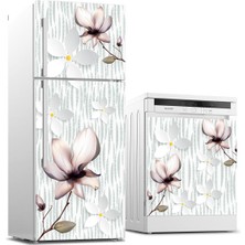 Sticker Art Buzdolabı ve Bulaşık Makinası Beyaz Eşya Sticker Kaplama Gölge Çiçekler