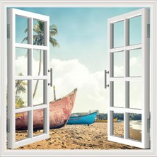 Sticker Art Pencere Poster Duvar Kağıdı Kayıklar Yapışkanlı Sticker