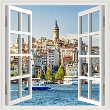 Sticker Art Pencere Poster Duvar Kağıdı Galata Kulesi Yapışkanlı Sticker