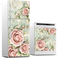 Sticker Art Buzdolabı ve Bulaşık Makinası Beyaz Eşya Sticker Kaplama 3D Gül