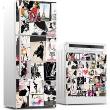 Sticker Art Buzdolabı ve Bulaşık Makinası Beyaz Eşya Sticker Kaplama Popart
