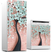 Sticker Art Buzdolabı ve Bulaşık Makinası Beyaz Eşya Sticker Kaplama Dökülen Çiçekler