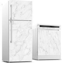 Sticker Art Buzdolabı ve Bulaşık Makinası Beyaz Eşya Sticker Kaplama Beyaz Mermer