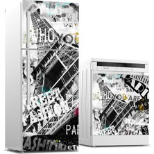 Sticker Art Buzdolabı ve Bulaşık Makinası Beyaz Eşya Sticker Kaplama Paris Popart