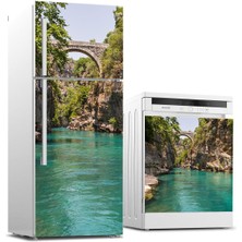 Sticker Art Buzdolabı ve Bulaşık Makinası Beyaz Eşya Sticker Kaplama Köprü Akarsu