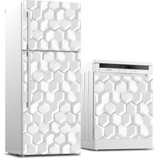 Sticker Art Buzdolabı ve Bulaşık Makinası Beyaz Eşya Sticker Kaplama 3D Altıgen