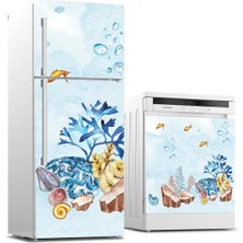 Sticker Art Buzdolabı ve Bulaşık Makinası Beyaz Eşya Sticker Kaplama Denizaltı Yosun
